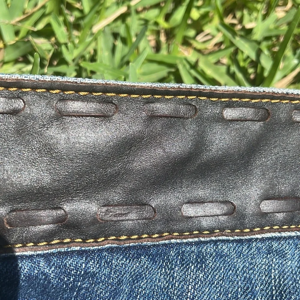 Just Cavalli Dark Brown Leather Trim Jeans
